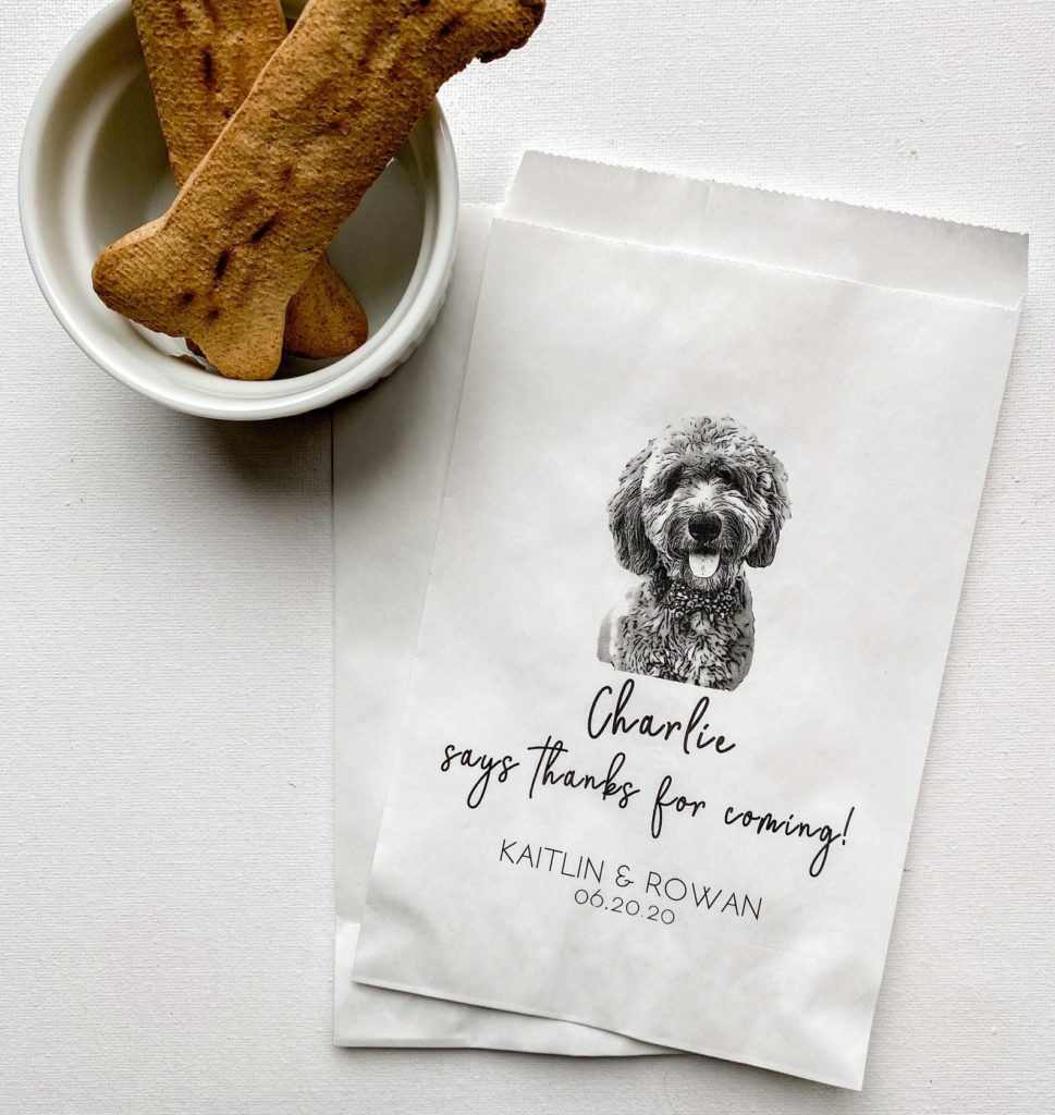 Doggie treat bags for weddings guests